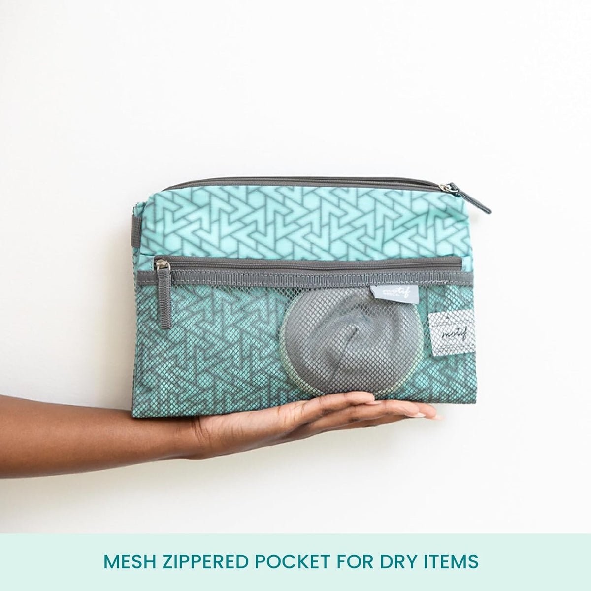 Baby Wet Dry Bag - Double-Compartment Bag for Wet Clothes & Dry Items - Travel Laundry Bags for Moms On-the-Go - Diaper Wet Bag for Pump Parts, Dirty Baby Clothes, Swimsuits (Aqua)
