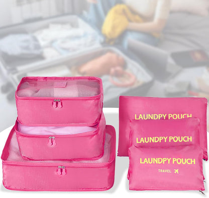 6 Set Travel Packing Cubes Lightweight Nylon Suitcase Luggage Organizer Bags Machine Washable Travel Clothes Packing Bag (Green)