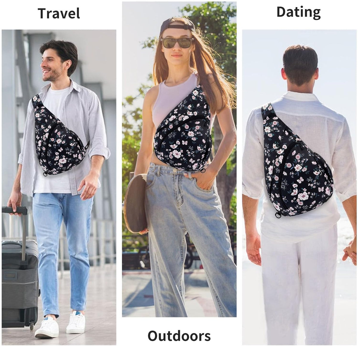 Crossbody Sling Bag for Men & Women Lightweight Waterproof Chest Shoulder Bag for Travel Hiking & Everyday Use