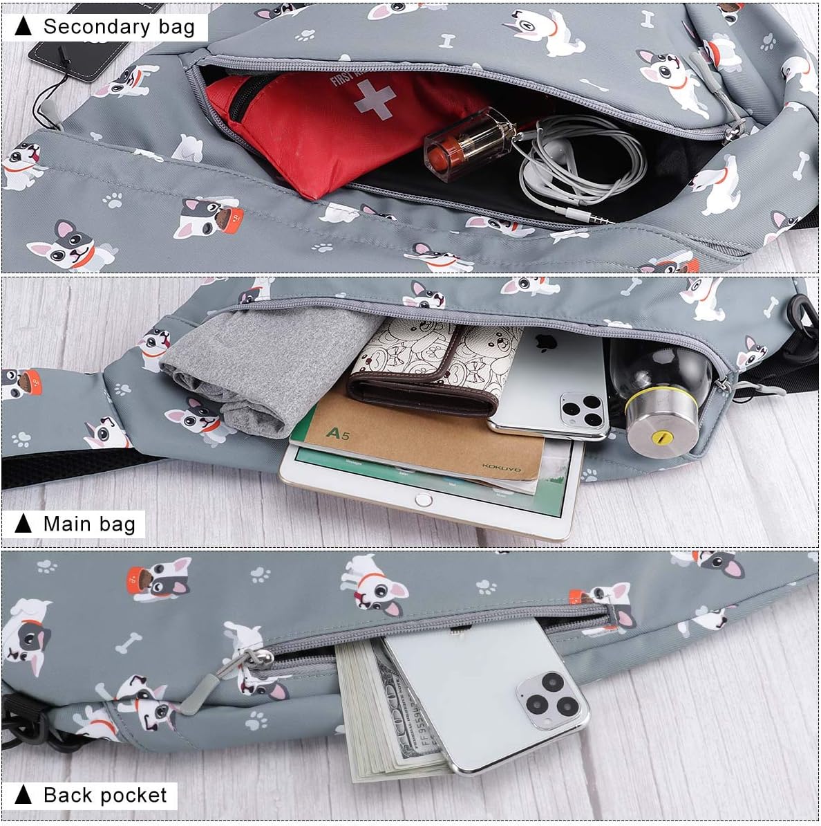 Crossbody Sling Bag for Men & Women Lightweight Waterproof Chest Shoulder Bag for Travel Hiking & Everyday Use