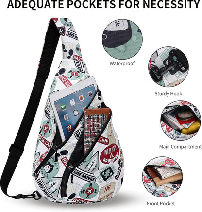 Crossbody Sling Bag for Men & Women Lightweight Waterproof Chest Shoulder Bag for Travel Hiking & Everyday Use