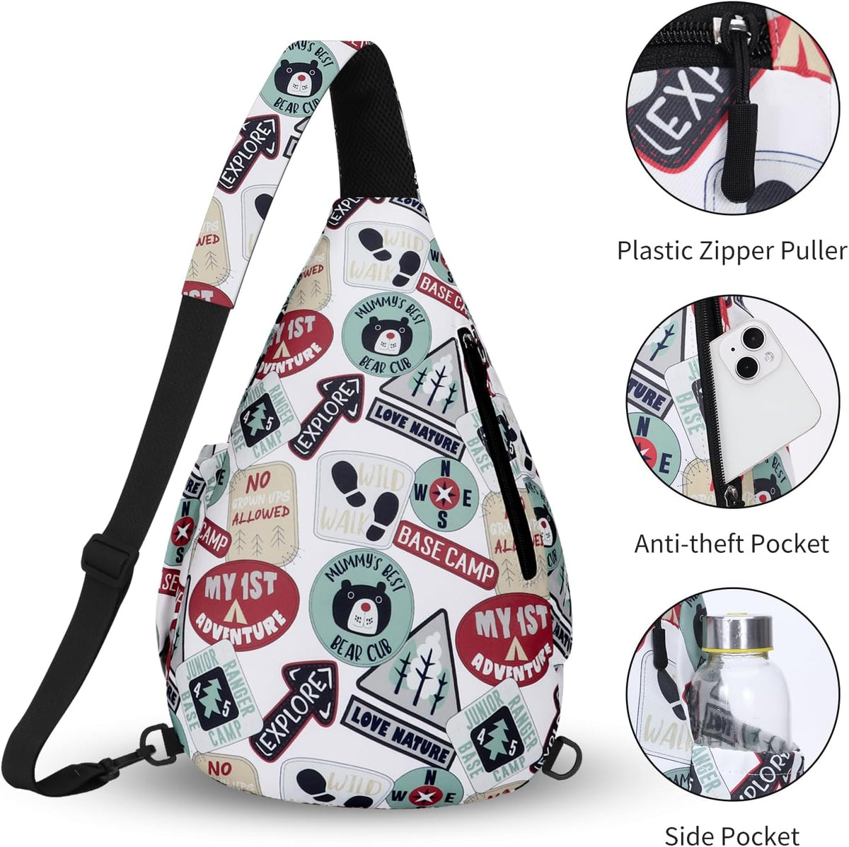 Crossbody Sling Bag for Men & Women Lightweight Waterproof Chest Shoulder Bag for Travel Hiking & Everyday Use