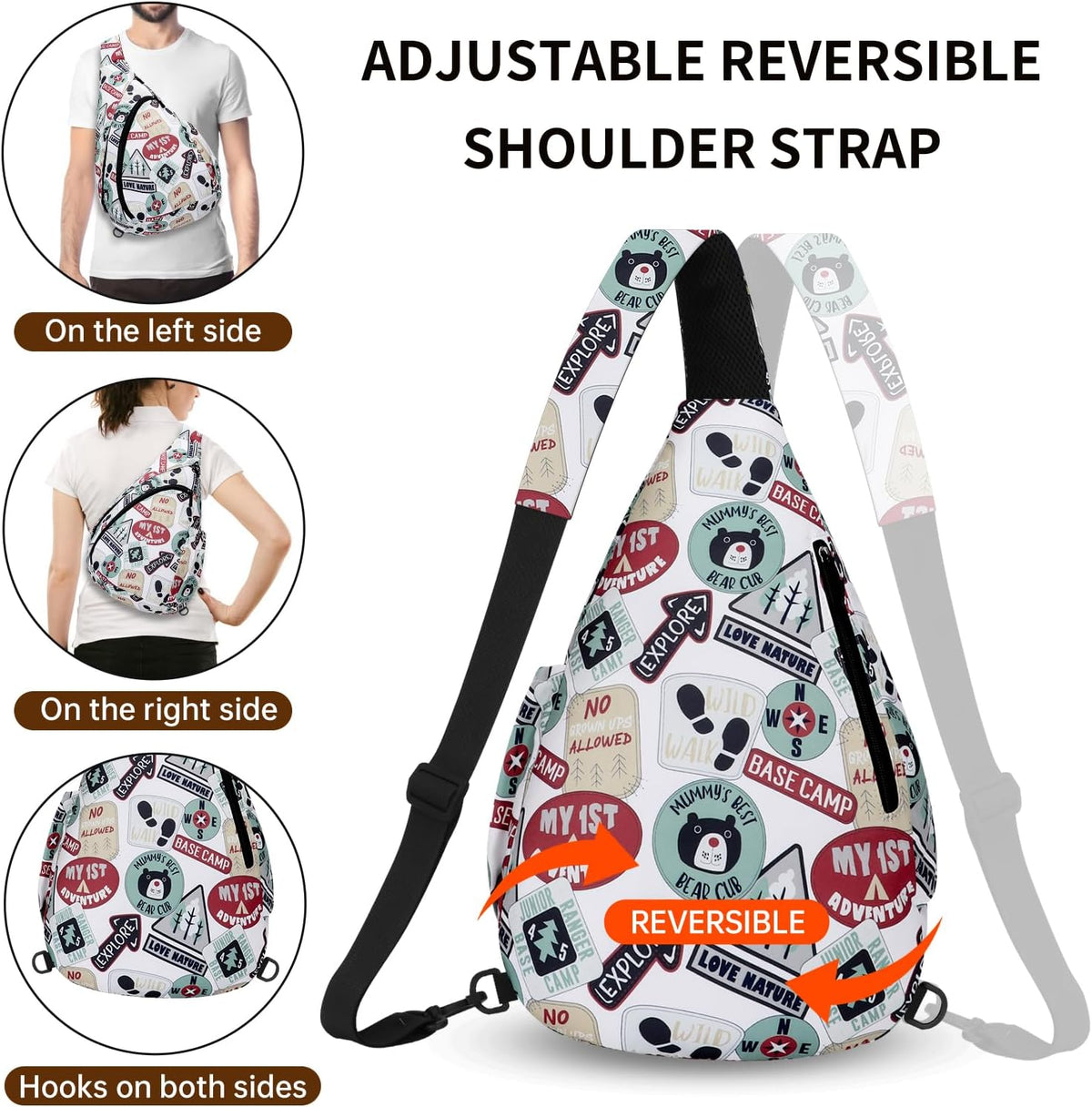 Crossbody Sling Bag for Men & Women Lightweight Waterproof Chest Shoulder Bag for Travel Hiking & Everyday Use