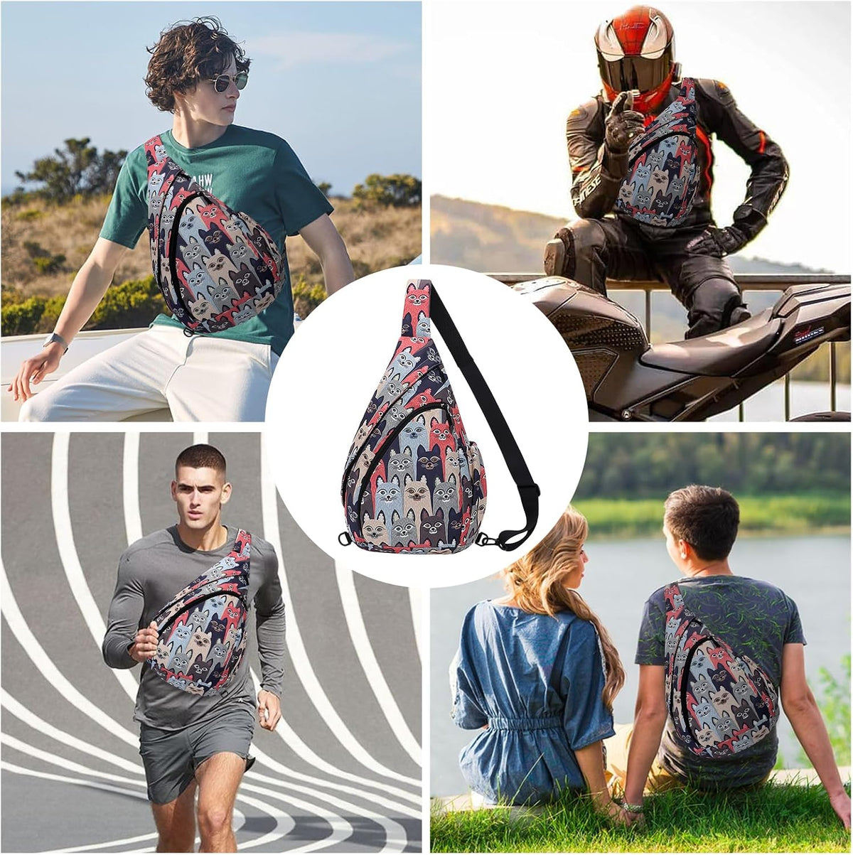Crossbody Sling Bag for Men & Women Lightweight Waterproof Chest Shoulder Bag for Travel Hiking & Everyday Use