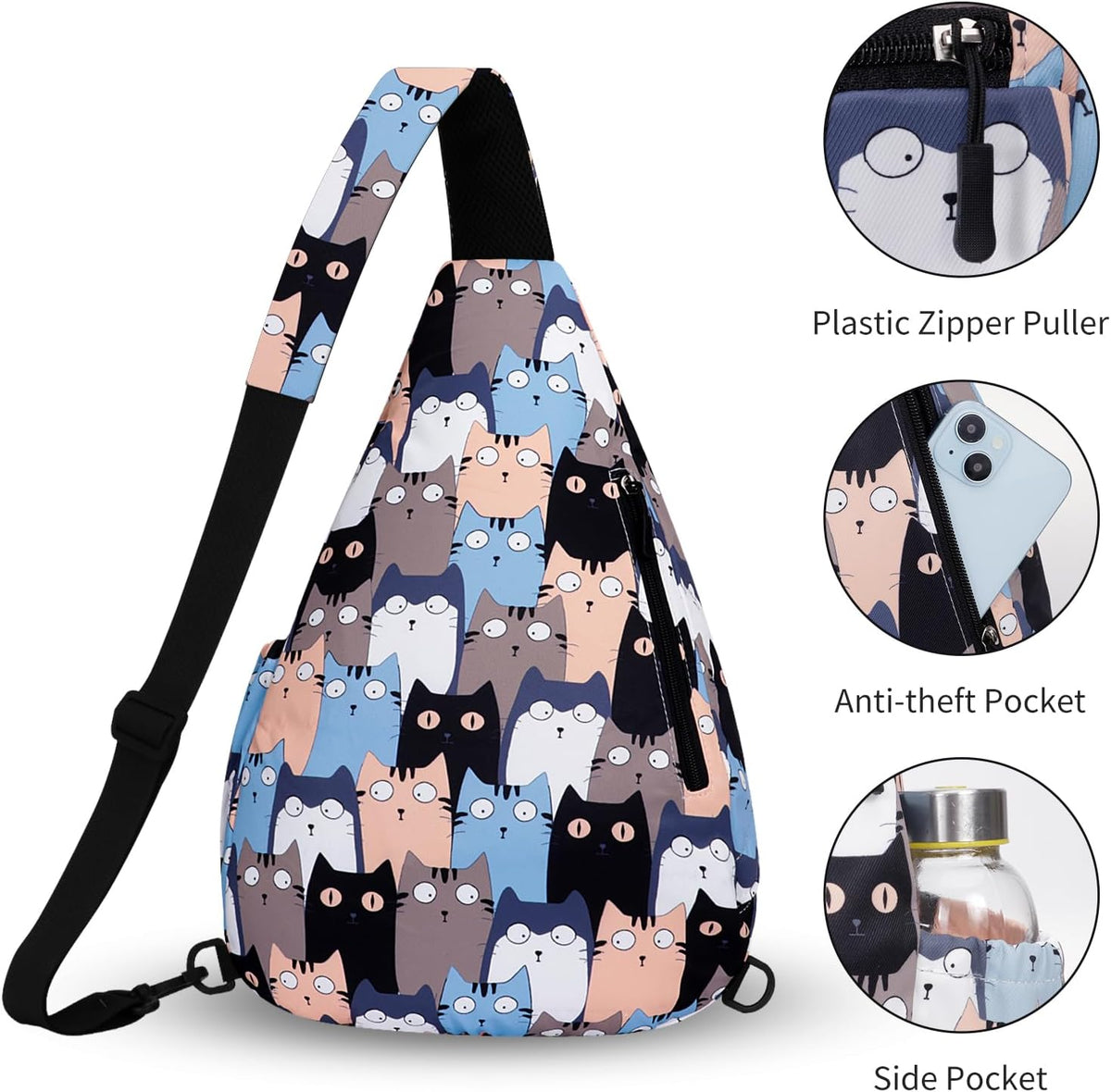 Crossbody Sling Bag for Men & Women Lightweight Waterproof Chest Shoulder Bag for Travel Hiking & Everyday Use
