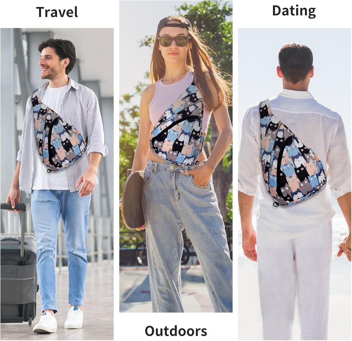 Crossbody Sling Bag for Men & Women Lightweight Waterproof Chest Shoulder Bag for Travel Hiking & Everyday Use