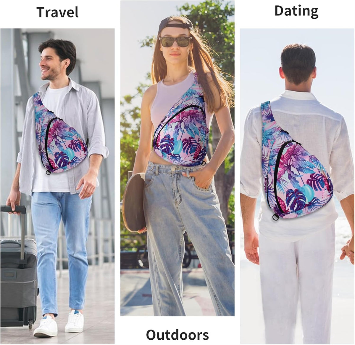 Crossbody Sling Bag for Men & Women Lightweight Waterproof Chest Shoulder Bag for Travel Hiking & Everyday Use