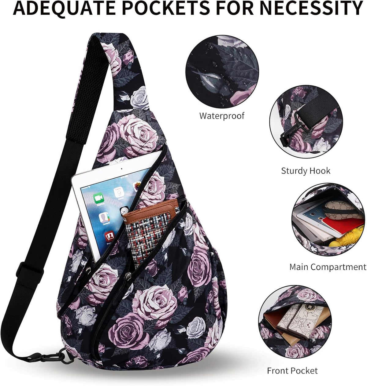Crossbody Sling Bag for Men & Women Lightweight Waterproof Chest Shoulder Bag for Travel Hiking & Everyday Use