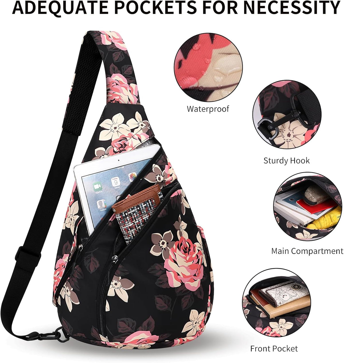 Crossbody Sling Bag for Men & Women Lightweight Waterproof Chest Shoulder Bag for Travel Hiking & Everyday Use