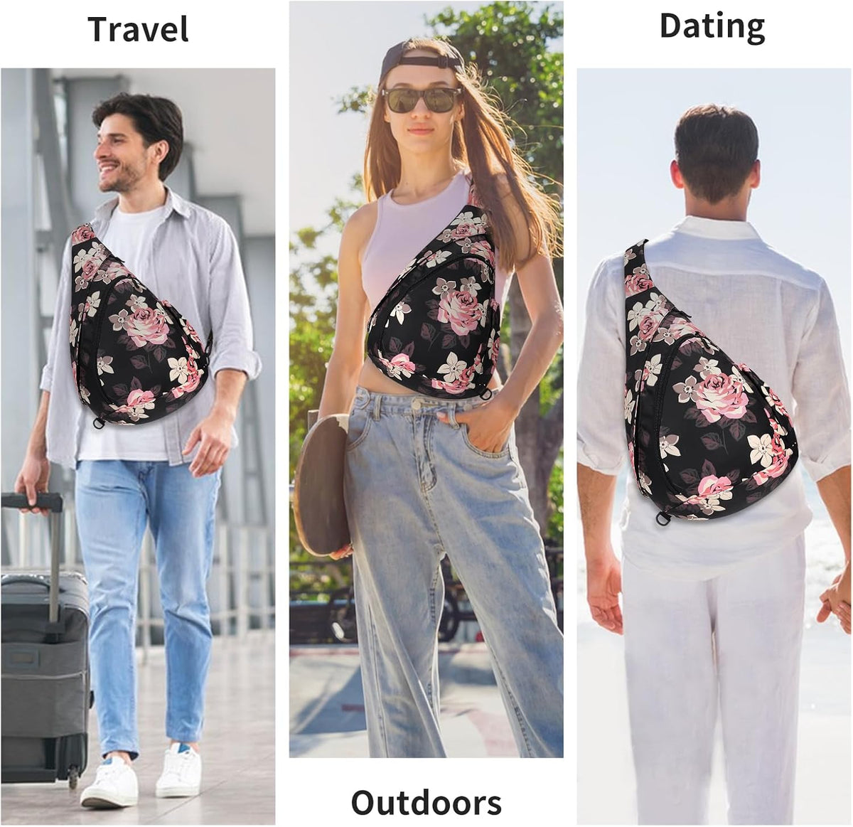 Crossbody Sling Bag for Men & Women Lightweight Waterproof Chest Shoulder Bag for Travel Hiking & Everyday Use