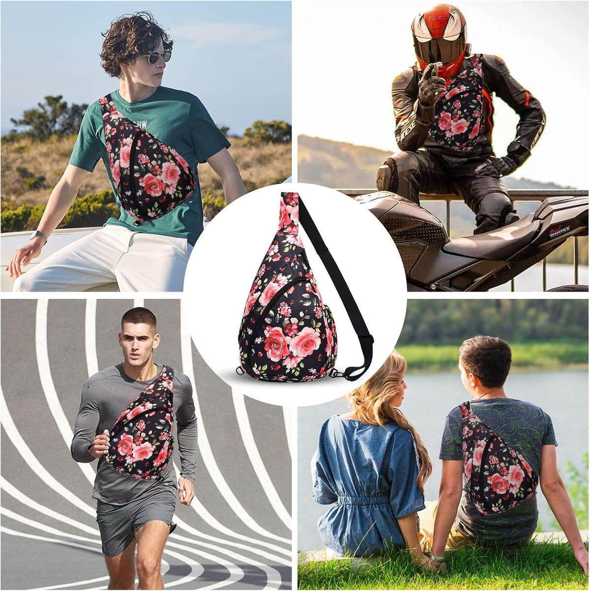 Crossbody Sling Bag for Men & Women Lightweight Waterproof Chest Shoulder Bag for Travel Hiking & Everyday Use
