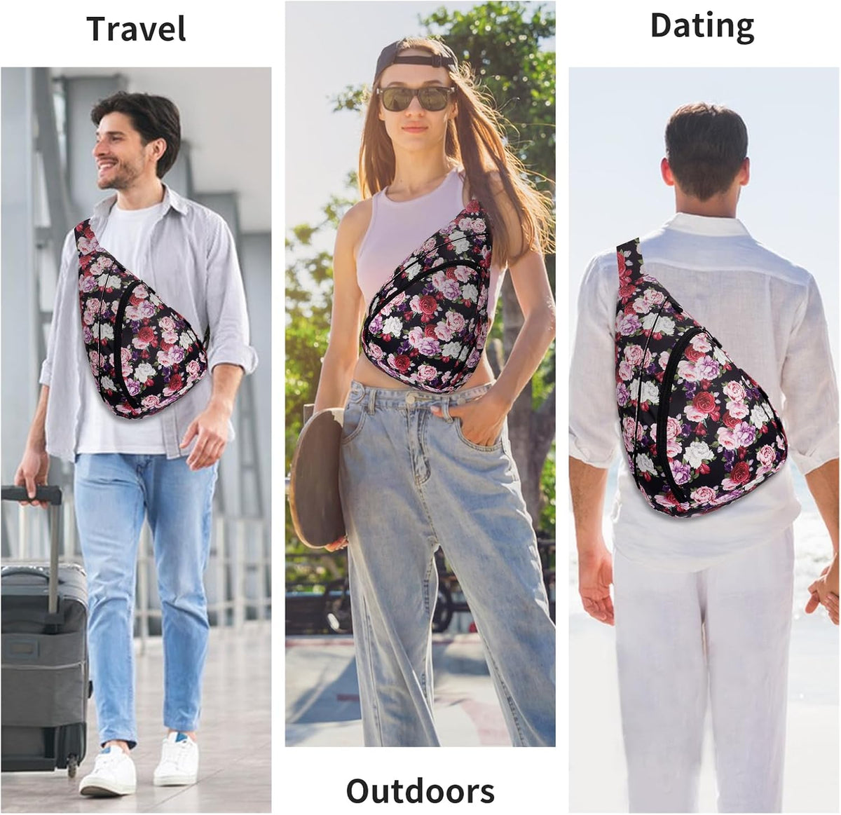 Crossbody Sling Bag for Men & Women Lightweight Waterproof Chest Shoulder Bag for Travel Hiking & Everyday Use