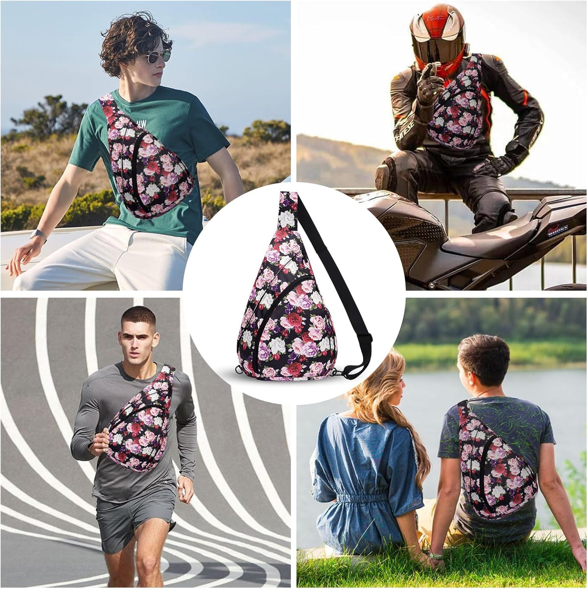 Crossbody Sling Bag for Men & Women Lightweight Waterproof Chest Shoulder Bag for Travel Hiking & Everyday Use