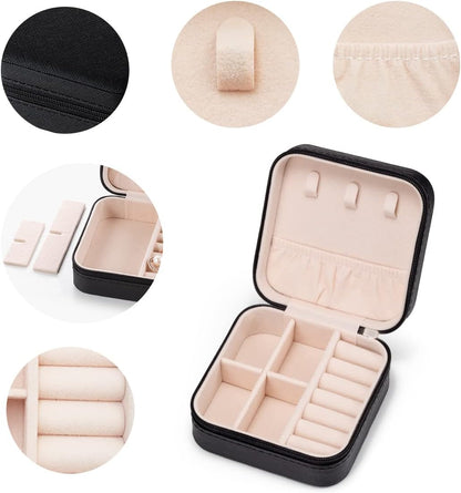 Plush Velvet Jewelry Travel Case,Small Jewelry Box,Traveling Jewelry Organizer,Portable Jewellery Storage Holder for Rings Earrings Necklace Bracelet, for Girls Women | Pink-Mirror