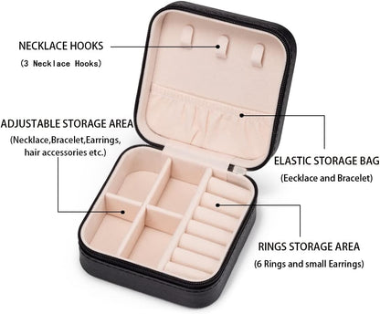 Plush Velvet Jewelry Travel Case,Small Jewelry Box,Traveling Jewelry Organizer,Portable Jewellery Storage Holder for Rings Earrings Necklace Bracelet, for Girls Women | Pink-Mirror