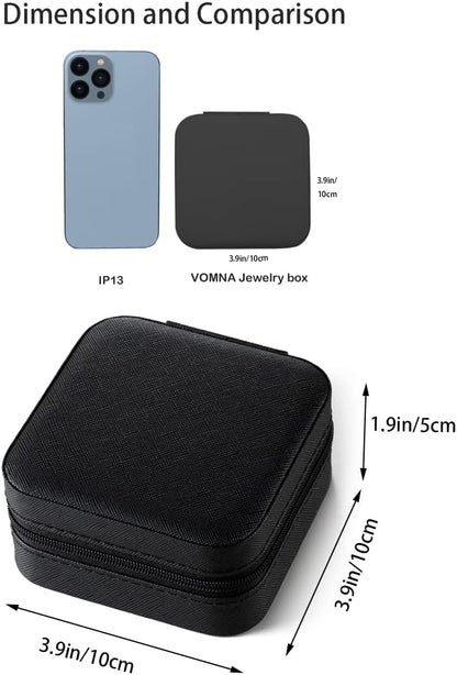 Plush Velvet Jewelry Travel Case,Small Jewelry Box,Traveling Jewelry Organizer,Portable Jewellery Storage Holder for Rings Earrings Necklace Bracelet, for Girls Women | Pink-Mirror