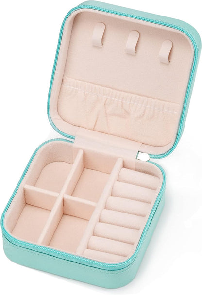 Plush Velvet Jewelry Travel Case,Small Jewelry Box,Traveling Jewelry Organizer,Portable Jewellery Storage Holder for Rings Earrings Necklace Bracelet, for Girls Women | Pink-Mirror