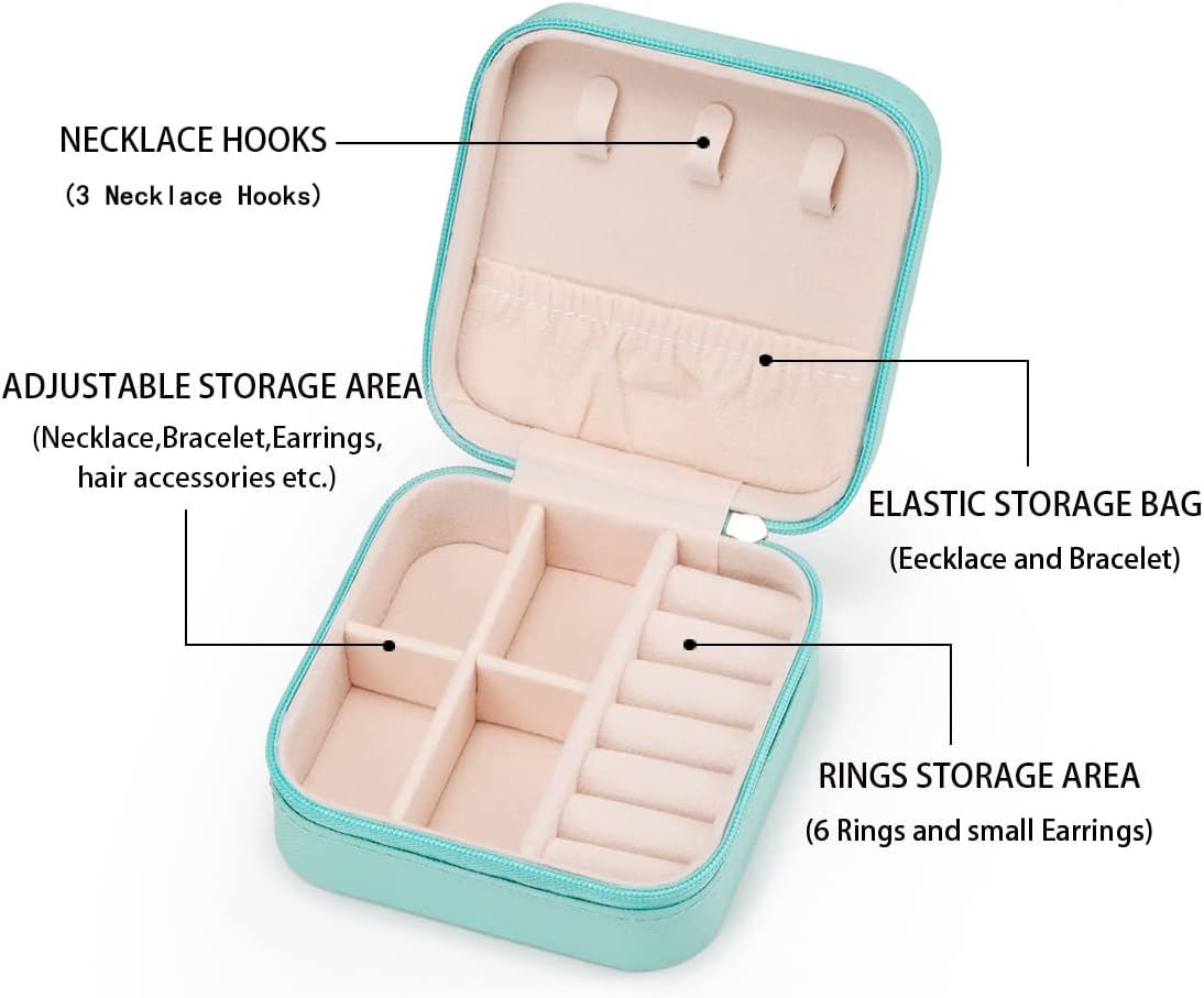 Plush Velvet Jewelry Travel Case,Small Jewelry Box,Traveling Jewelry Organizer,Portable Jewellery Storage Holder for Rings Earrings Necklace Bracelet, for Girls Women | Pink-Mirror