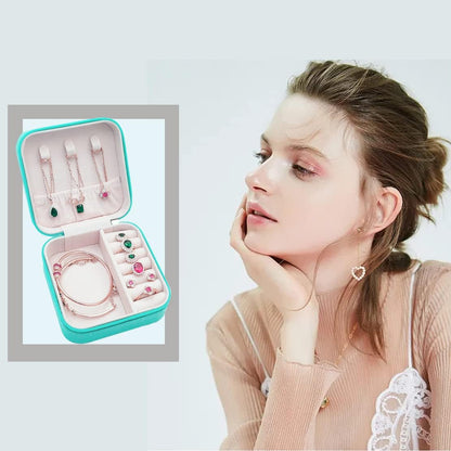 Plush Velvet Jewelry Travel Case,Small Jewelry Box,Traveling Jewelry Organizer,Portable Jewellery Storage Holder for Rings Earrings Necklace Bracelet, for Girls Women | Pink-Mirror