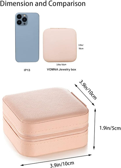 Plush Velvet Jewelry Travel Case,Small Jewelry Box,Traveling Jewelry Organizer,Portable Jewellery Storage Holder for Rings Earrings Necklace Bracelet, for Girls Women | Pink-Mirror