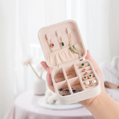 Plush Velvet Jewelry Travel Case,Small Jewelry Box,Traveling Jewelry Organizer,Portable Jewellery Storage Holder for Rings Earrings Necklace Bracelet, for Girls Women | Pink-Mirror