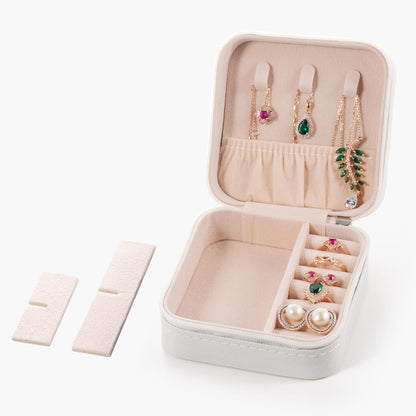 Plush Velvet Jewelry Travel Case,Small Jewelry Box,Traveling Jewelry Organizer,Portable Jewellery Storage Holder for Rings Earrings Necklace Bracelet, for Girls Women | Pink-Mirror