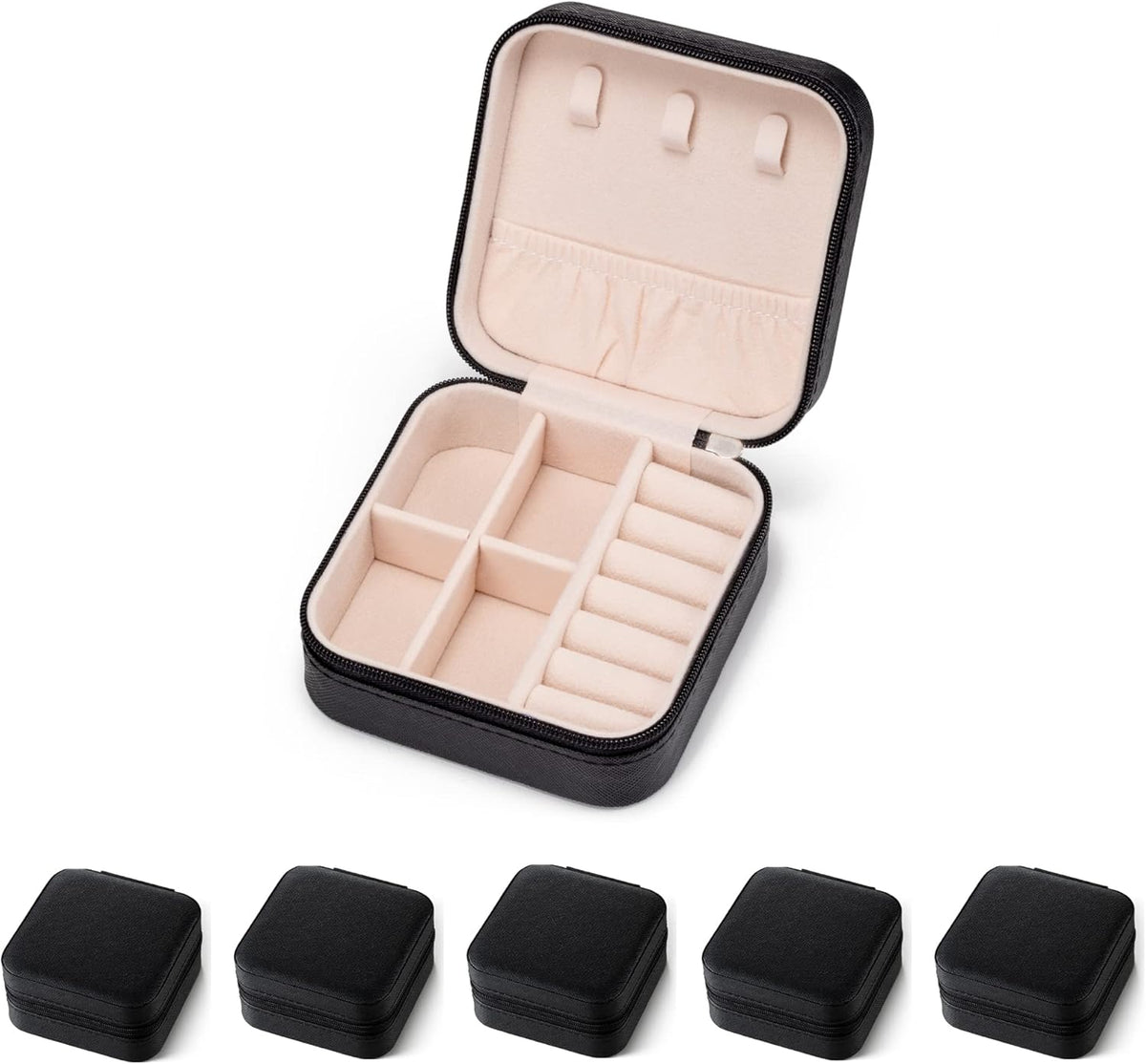 Plush Velvet Jewelry Travel Case,Small Jewelry Box,Traveling Jewelry Organizer,Portable Jewellery Storage Holder for Rings Earrings Necklace Bracelet, for Girls Women | Pink-Mirror