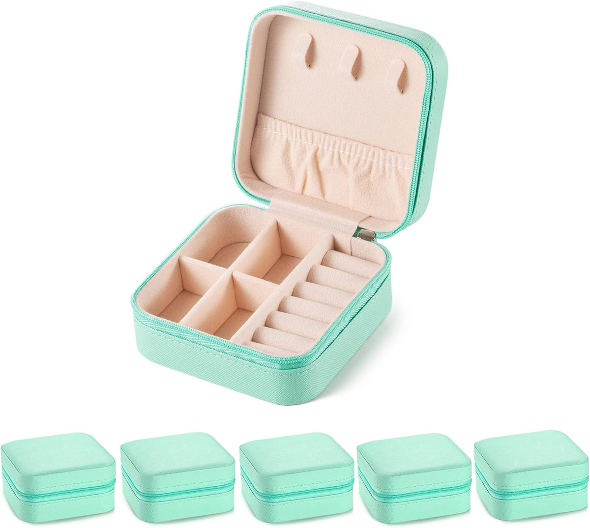 Plush Velvet Jewelry Travel Case,Small Jewelry Box,Traveling Jewelry Organizer,Portable Jewellery Storage Holder for Rings Earrings Necklace Bracelet, for Girls Women | Pink-Mirror