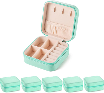 Plush Velvet Jewelry Travel Case,Small Jewelry Box,Traveling Jewelry Organizer,Portable Jewellery Storage Holder for Rings Earrings Necklace Bracelet, for Girls Women | Pink-Mirror