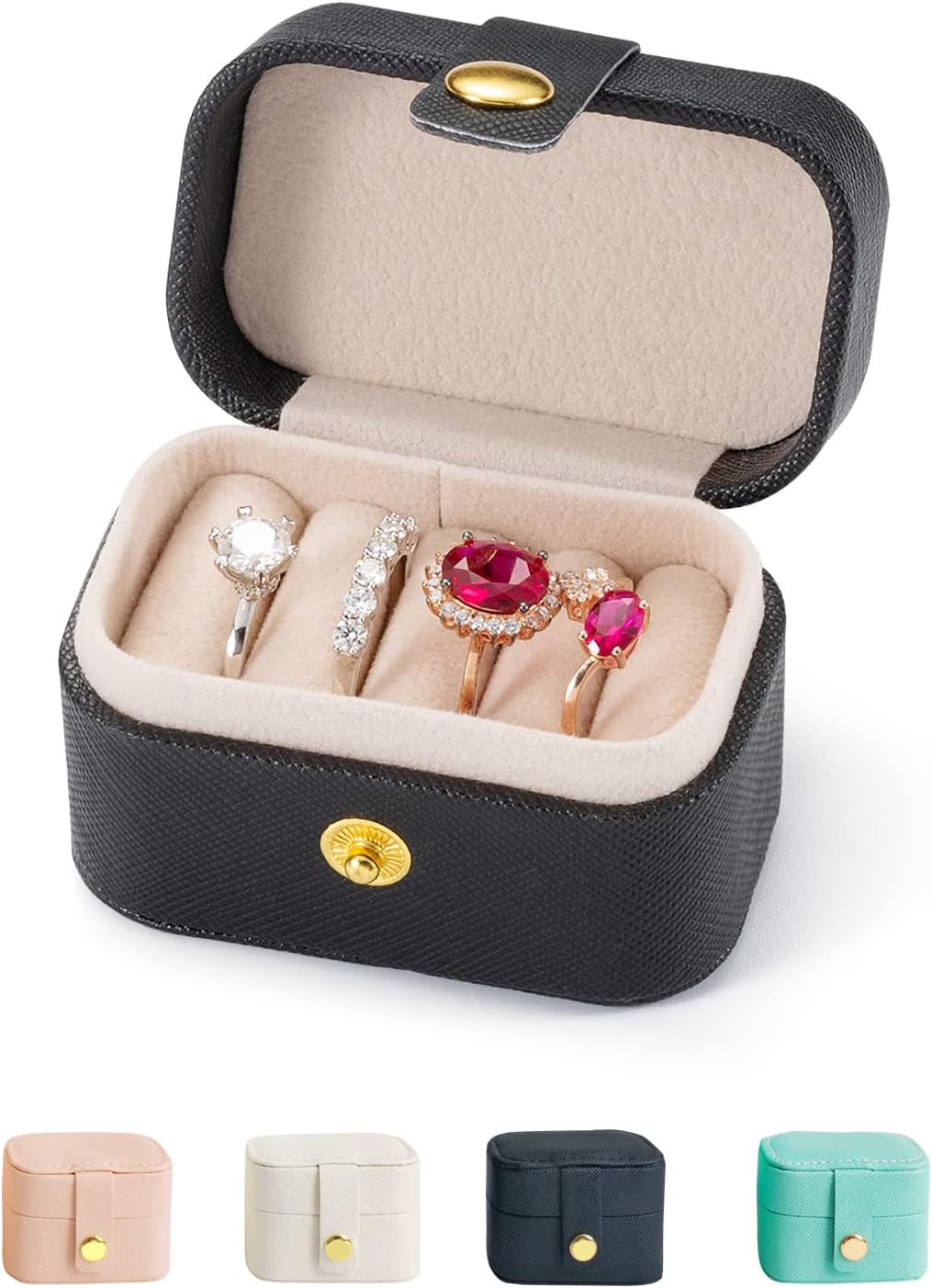 Plush Velvet Jewelry Travel Case,Small Jewelry Box,Traveling Jewelry Organizer,Portable Jewellery Storage Holder for Rings Earrings Necklace Bracelet, for Girls Women | Pink-Mirror