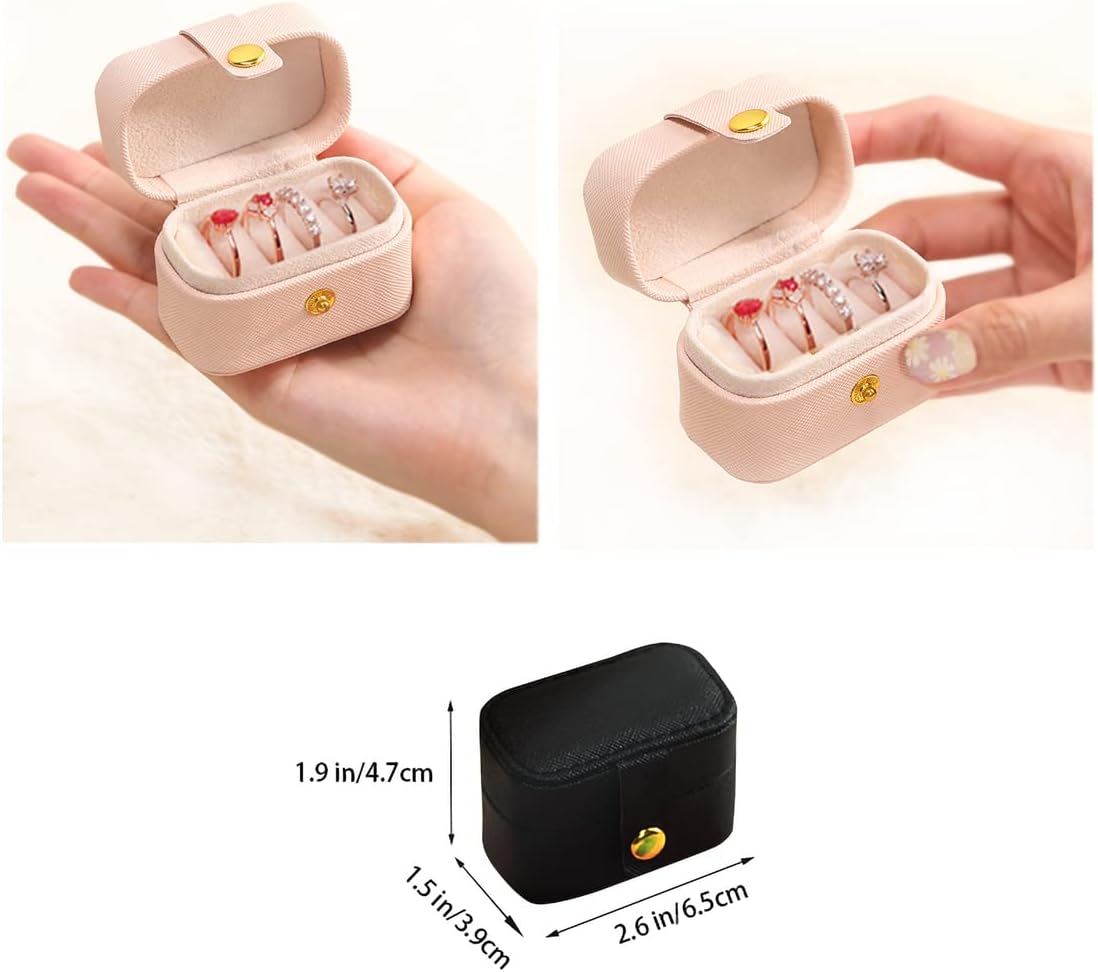 Plush Velvet Jewelry Travel Case,Small Jewelry Box,Traveling Jewelry Organizer,Portable Jewellery Storage Holder for Rings Earrings Necklace Bracelet, for Girls Women | Pink-Mirror