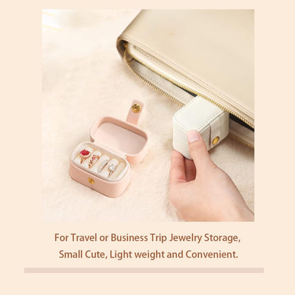 Plush Velvet Jewelry Travel Case,Small Jewelry Box,Traveling Jewelry Organizer,Portable Jewellery Storage Holder for Rings Earrings Necklace Bracelet, for Girls Women | Pink-Mirror
