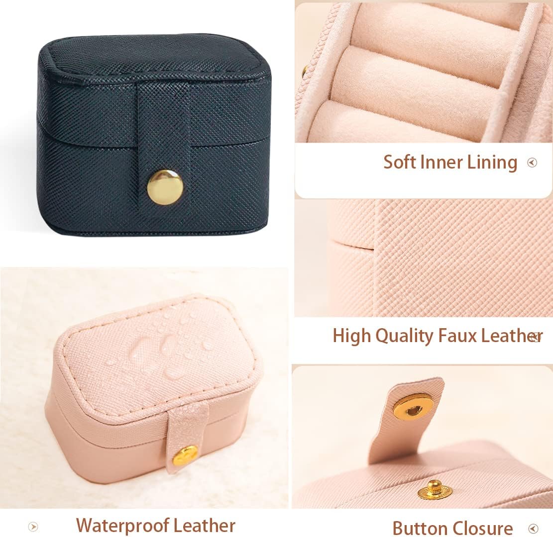 Plush Velvet Jewelry Travel Case,Small Jewelry Box,Traveling Jewelry Organizer,Portable Jewellery Storage Holder for Rings Earrings Necklace Bracelet, for Girls Women | Pink-Mirror