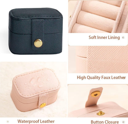 Plush Velvet Jewelry Travel Case,Small Jewelry Box,Traveling Jewelry Organizer,Portable Jewellery Storage Holder for Rings Earrings Necklace Bracelet, for Girls Women | Pink-Mirror