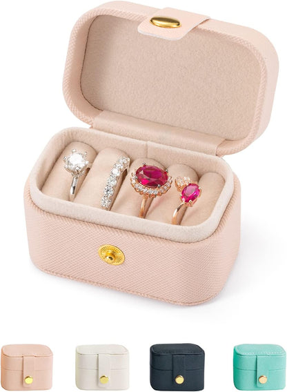 Plush Velvet Jewelry Travel Case,Small Jewelry Box,Traveling Jewelry Organizer,Portable Jewellery Storage Holder for Rings Earrings Necklace Bracelet, for Girls Women | Pink-Mirror