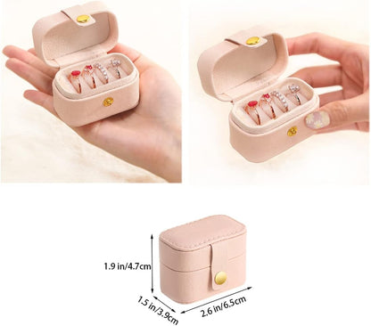 Plush Velvet Jewelry Travel Case,Small Jewelry Box,Traveling Jewelry Organizer,Portable Jewellery Storage Holder for Rings Earrings Necklace Bracelet, for Girls Women | Pink-Mirror
