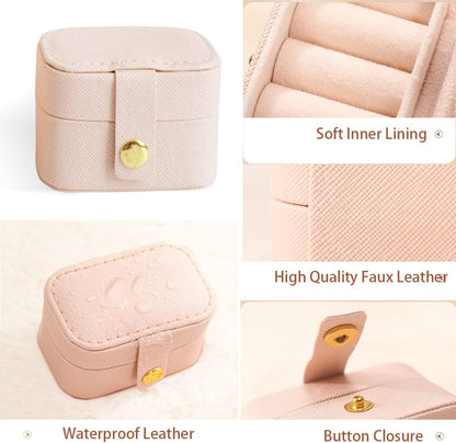 Plush Velvet Jewelry Travel Case,Small Jewelry Box,Traveling Jewelry Organizer,Portable Jewellery Storage Holder for Rings Earrings Necklace Bracelet, for Girls Women | Pink-Mirror