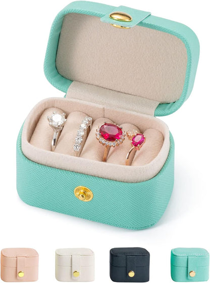 Plush Velvet Jewelry Travel Case,Small Jewelry Box,Traveling Jewelry Organizer,Portable Jewellery Storage Holder for Rings Earrings Necklace Bracelet, for Girls Women | Pink-Mirror