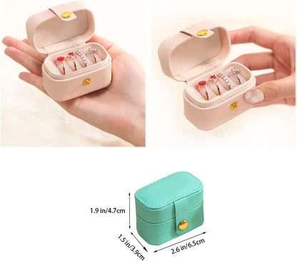 Plush Velvet Jewelry Travel Case,Small Jewelry Box,Traveling Jewelry Organizer,Portable Jewellery Storage Holder for Rings Earrings Necklace Bracelet, for Girls Women | Pink-Mirror