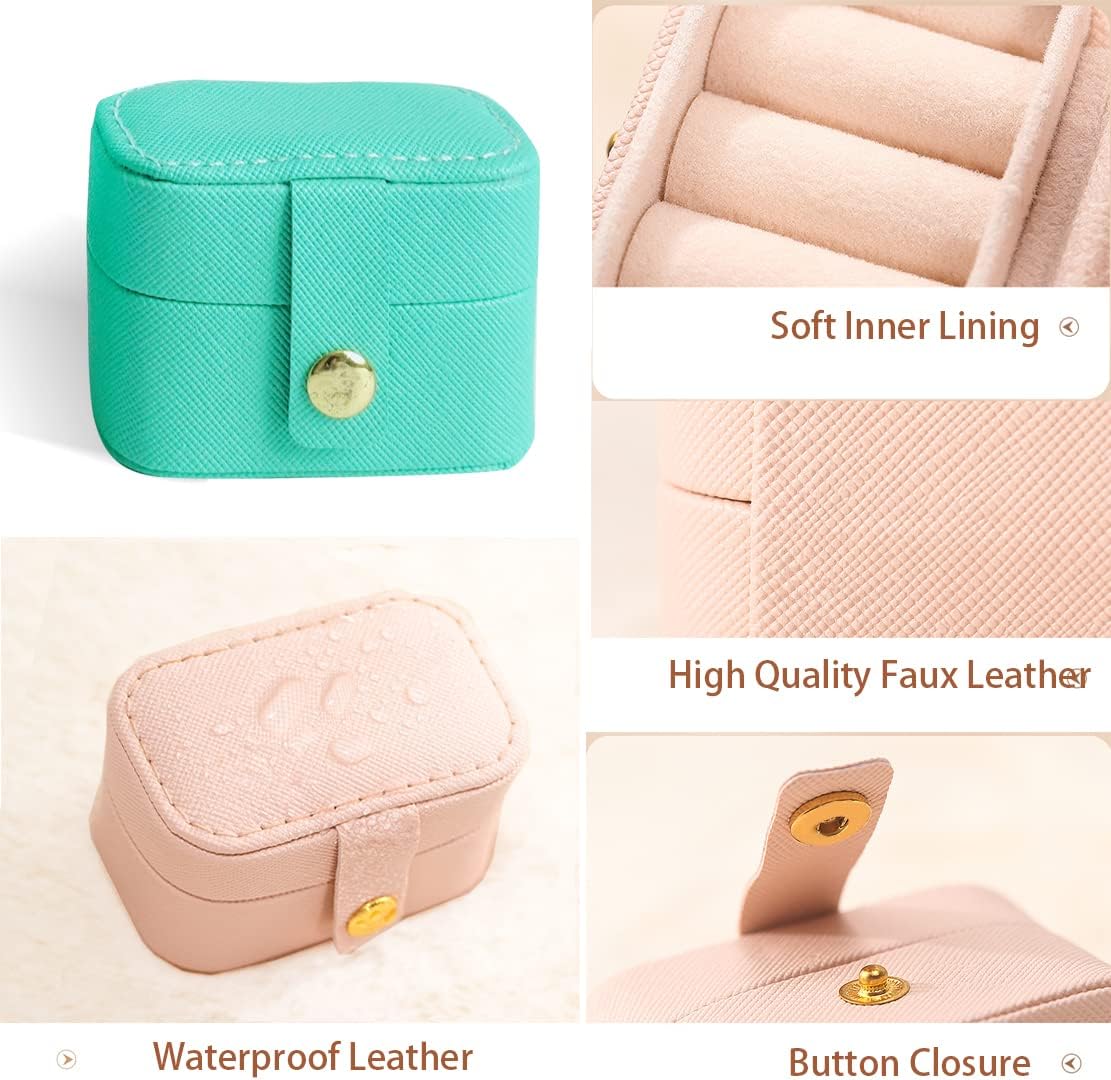 Plush Velvet Jewelry Travel Case,Small Jewelry Box,Traveling Jewelry Organizer,Portable Jewellery Storage Holder for Rings Earrings Necklace Bracelet, for Girls Women | Pink-Mirror