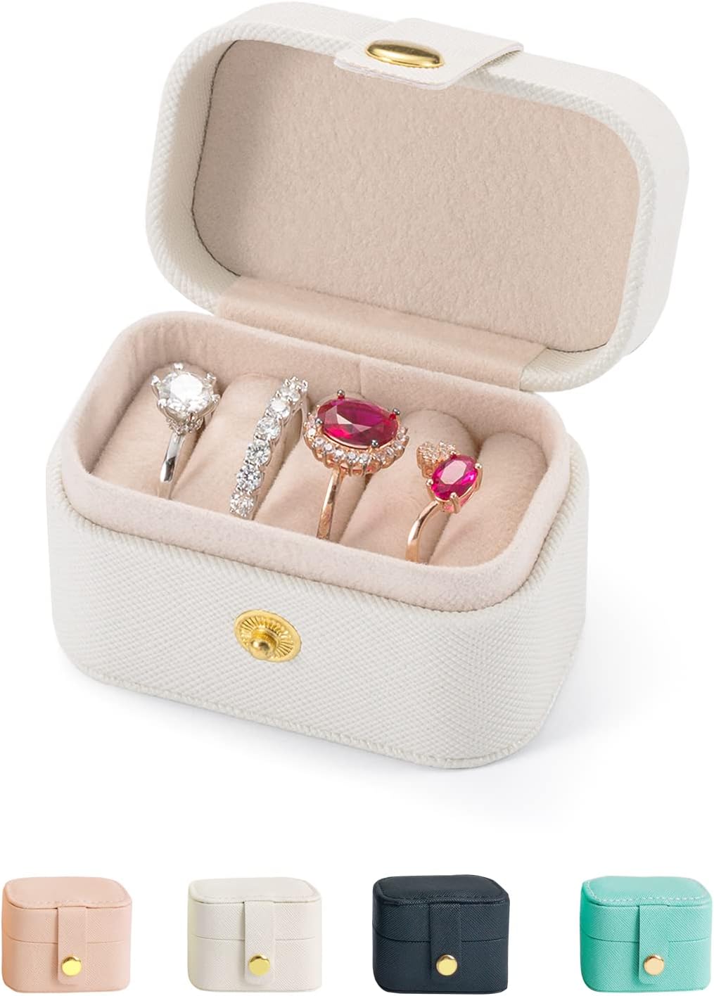 Plush Velvet Jewelry Travel Case,Small Jewelry Box,Traveling Jewelry Organizer,Portable Jewellery Storage Holder for Rings Earrings Necklace Bracelet, for Girls Women | Pink-Mirror