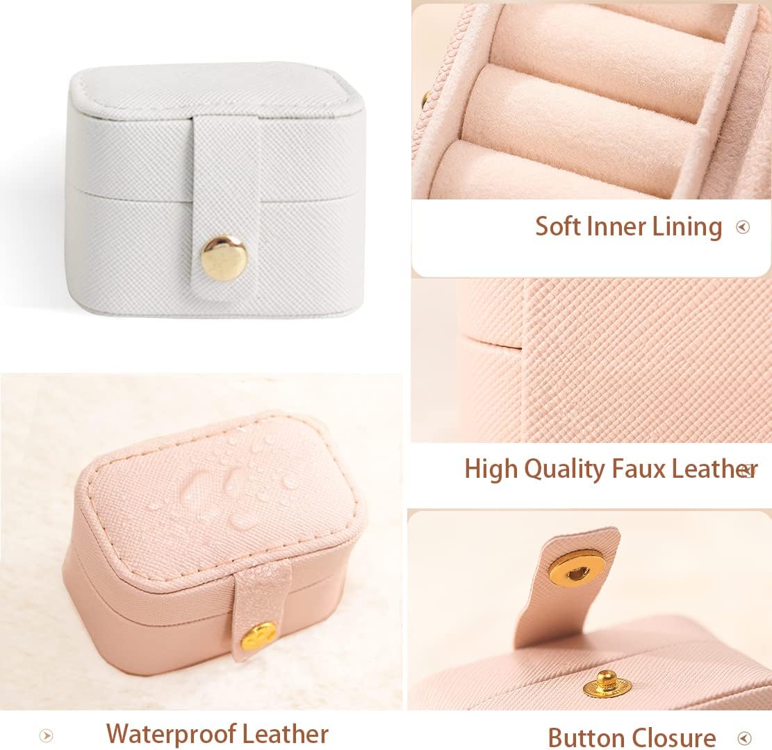 Plush Velvet Jewelry Travel Case,Small Jewelry Box,Traveling Jewelry Organizer,Portable Jewellery Storage Holder for Rings Earrings Necklace Bracelet, for Girls Women | Pink-Mirror