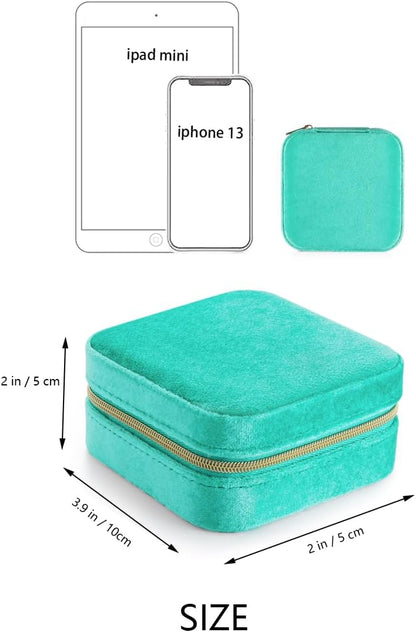 Plush Velvet Jewelry Travel Case,Small Jewelry Box,Traveling Jewelry Organizer,Portable Jewellery Storage Holder for Rings Earrings Necklace Bracelet, for Girls Women | Pink-Mirror