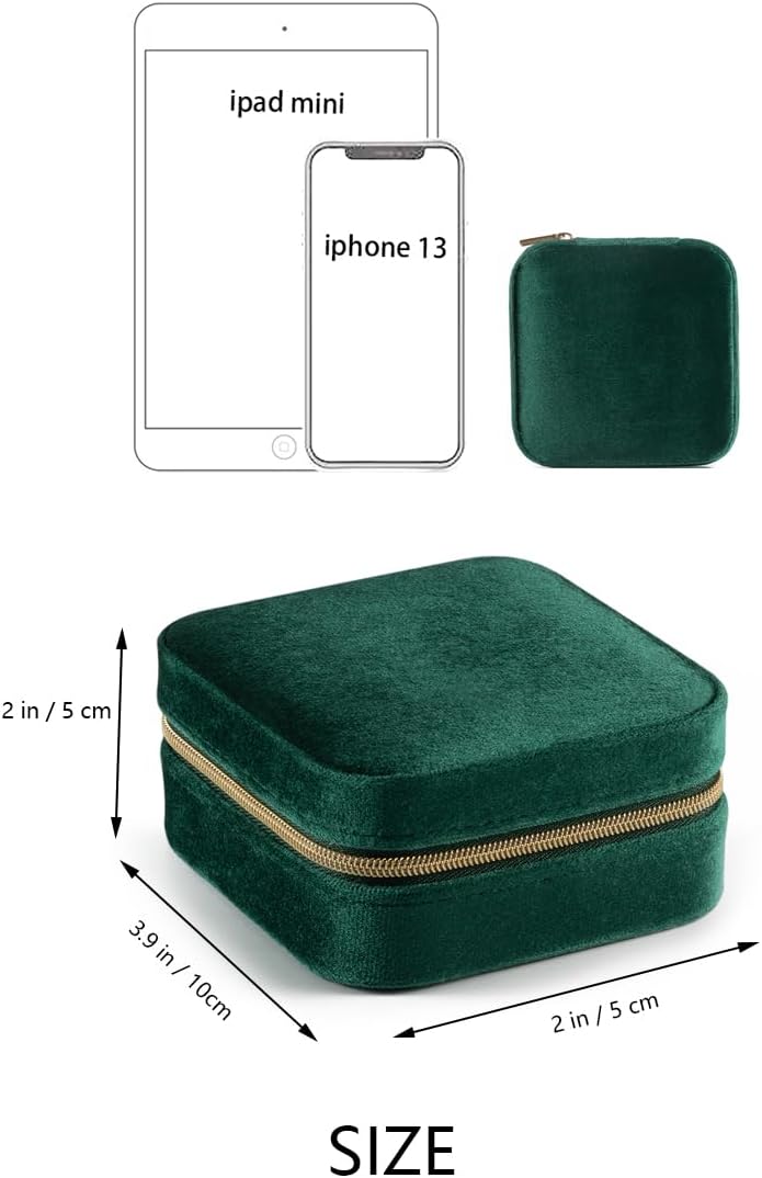 Plush Velvet Jewelry Travel Case,Small Jewelry Box,Traveling Jewelry Organizer,Portable Jewellery Storage Holder for Rings Earrings Necklace Bracelet, for Girls Women | Pink-Mirror