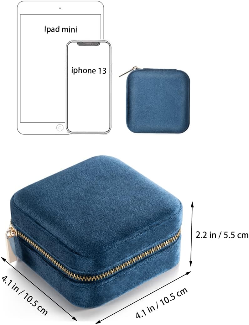 Plush Velvet Jewelry Travel Case,Small Jewelry Box,Traveling Jewelry Organizer,Portable Jewellery Storage Holder for Rings Earrings Necklace Bracelet, for Girls Women | Pink-Mirror
