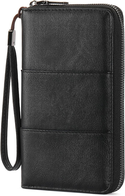 RFID Blocking with Zipper Travel Passport Wallet,Travel Document Organizer for Men and Women Family Holder with Wrist Strap