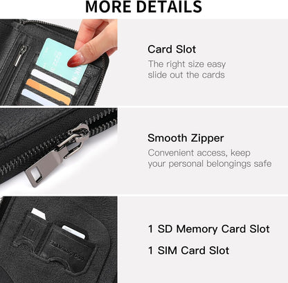 RFID Blocking with Zipper Travel Passport Wallet,Travel Document Organizer for Men and Women Family Holder with Wrist Strap