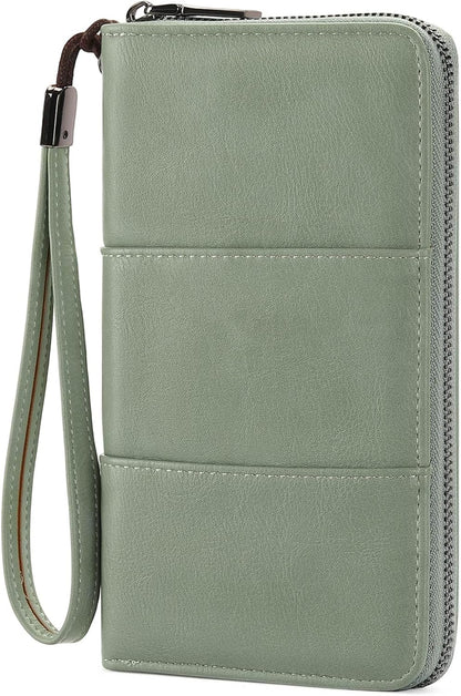 RFID Blocking with Zipper Travel Passport Wallet,Travel Document Organizer for Men and Women Family Holder with Wrist Strap