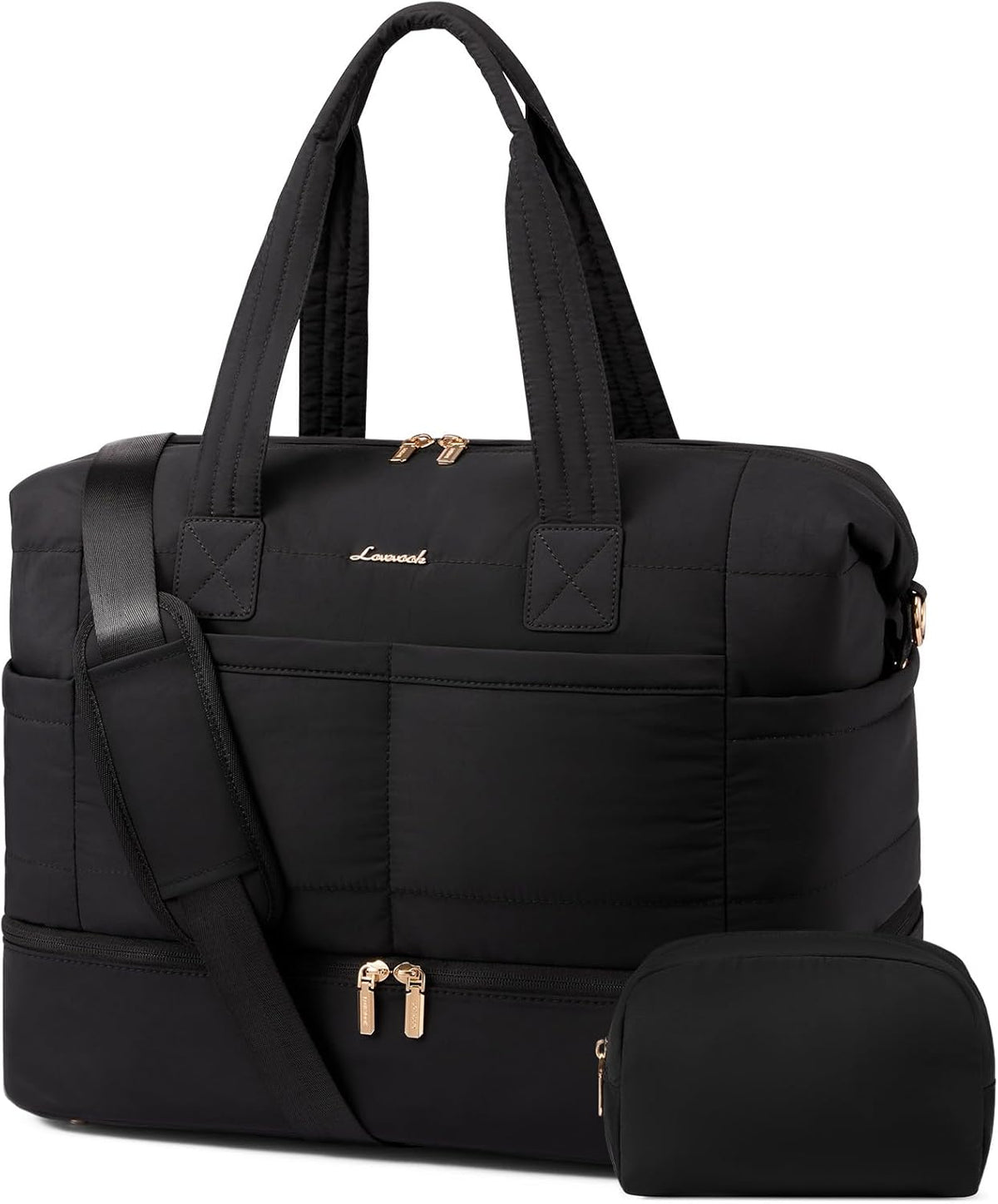 Travel Duffle Bag - Puffer Weekender Bags For Women with Shoe Compartment,50L Carry On Overnight Duffel Bags For Airplanes,Hospital Bag for Labor and Delivery,2Pcs