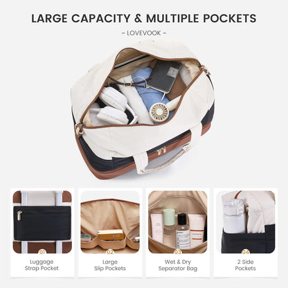 Travel Duffle Bag - Puffer Weekender Bags For Women with Shoe Compartment,50L Carry On Overnight Duffel Bags For Airplanes,Hospital Bag for Labor and Delivery,2Pcs